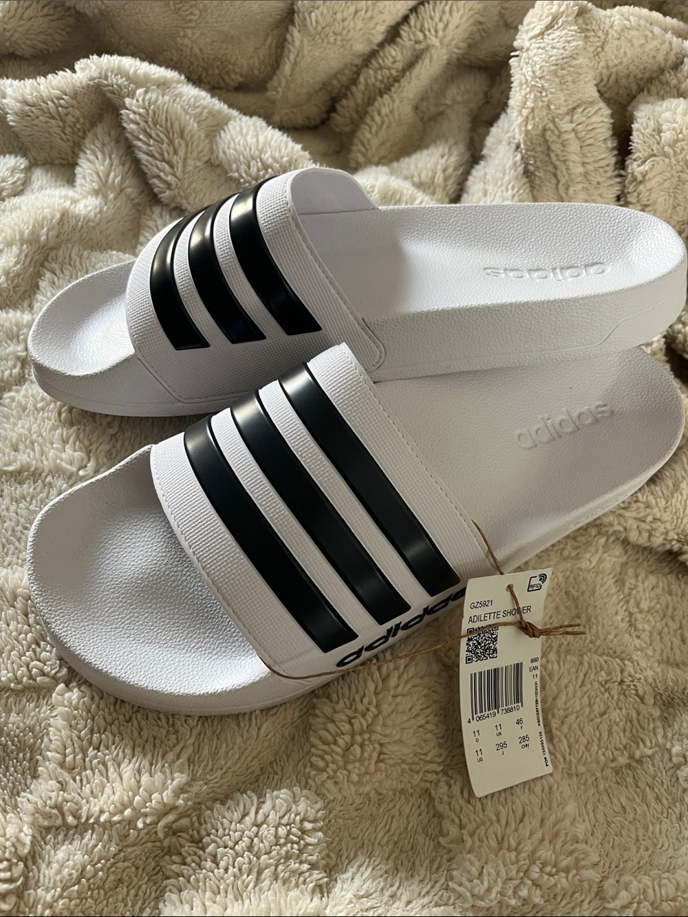 adidas White & Black Adilette Slide Sandals